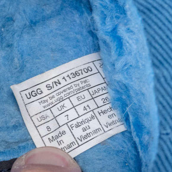 UGG TASMAN CALI WAVE BLUE SUEDE MEN'S SIZE 8 US SHEEPSKIN COMFORT SLIPPERS NEW - Picture 4 of 5